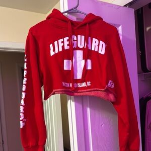 Red Cropped Varsity Jacket